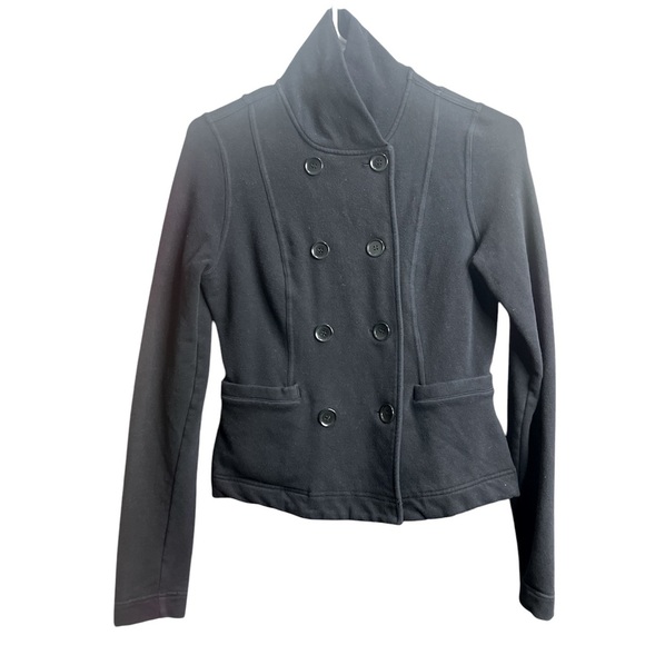 !SOLD! JACOB Black Cotton Jacket Button Down Shawl Sweater Soft Stretchy - Picture 1 of 7